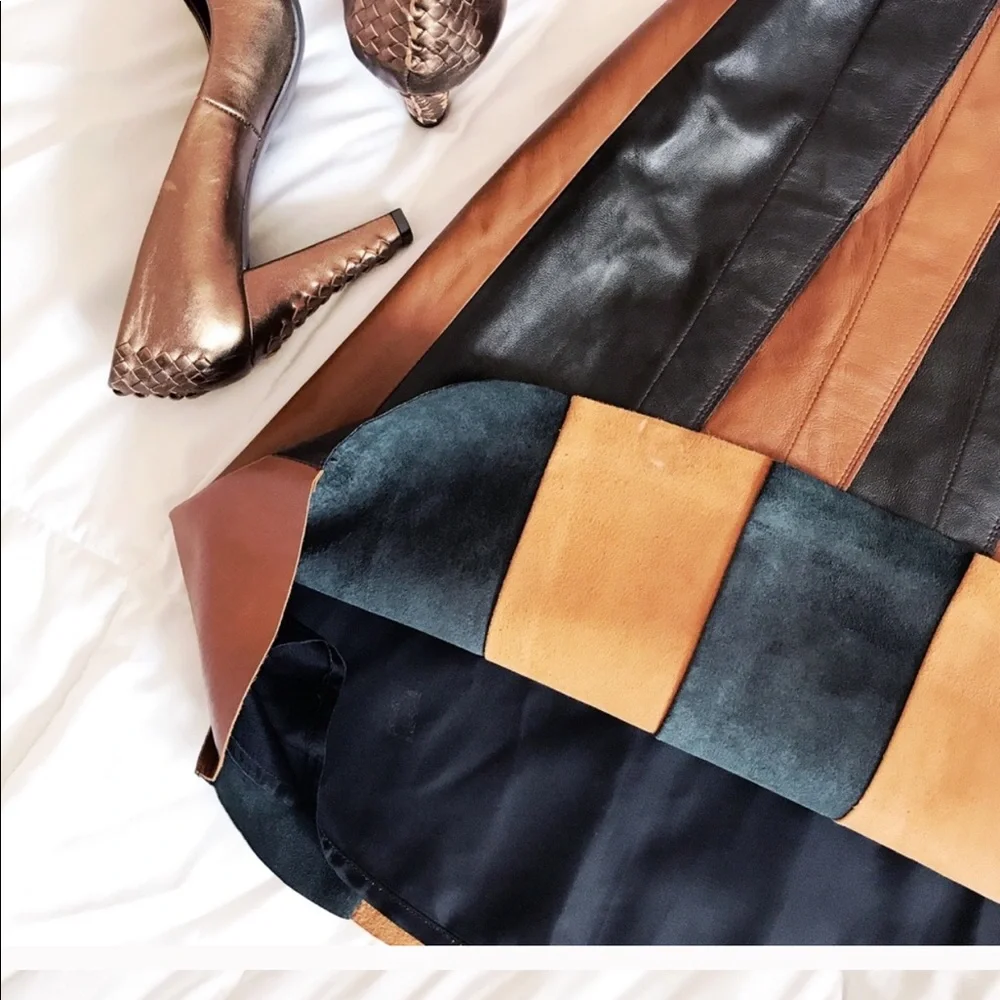 Leather two-tone skirt - Picture 4 of 5
